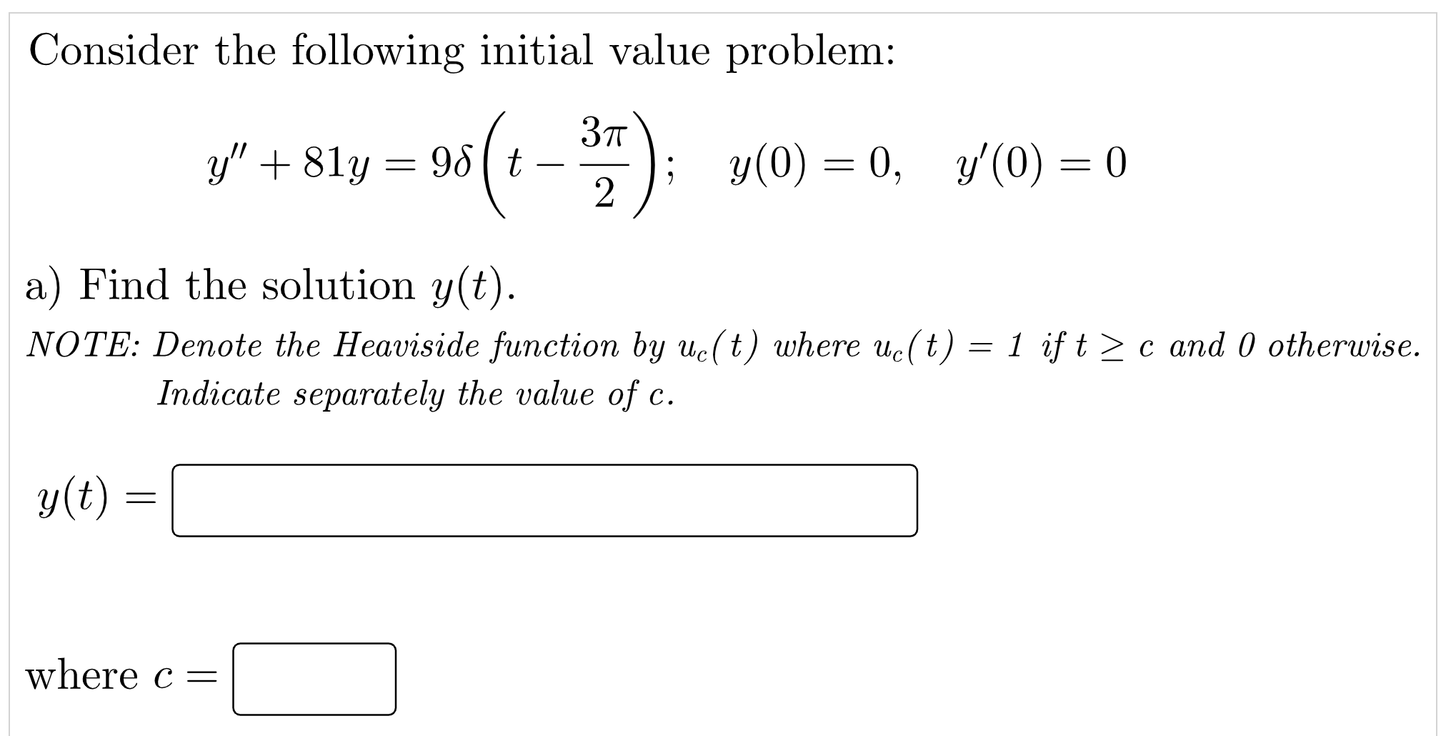 Solved Consider the following initial value problem: | Chegg.com