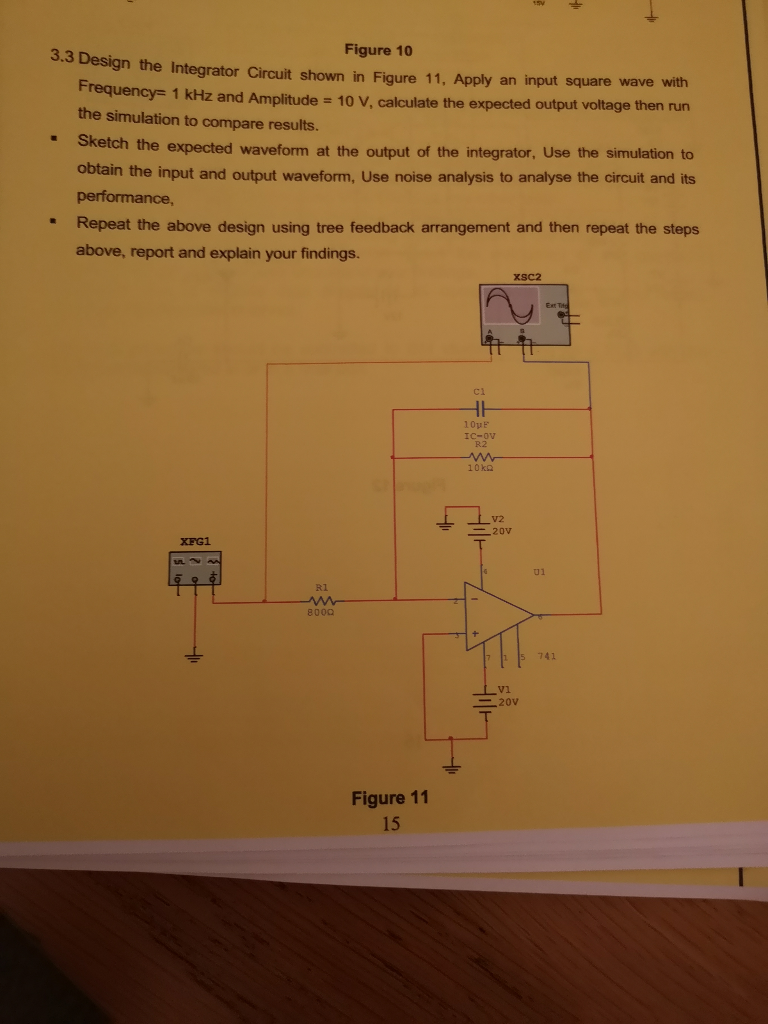 Solved 3.3 Design the Integrator Circuit Figure 10 on the | Chegg.com
