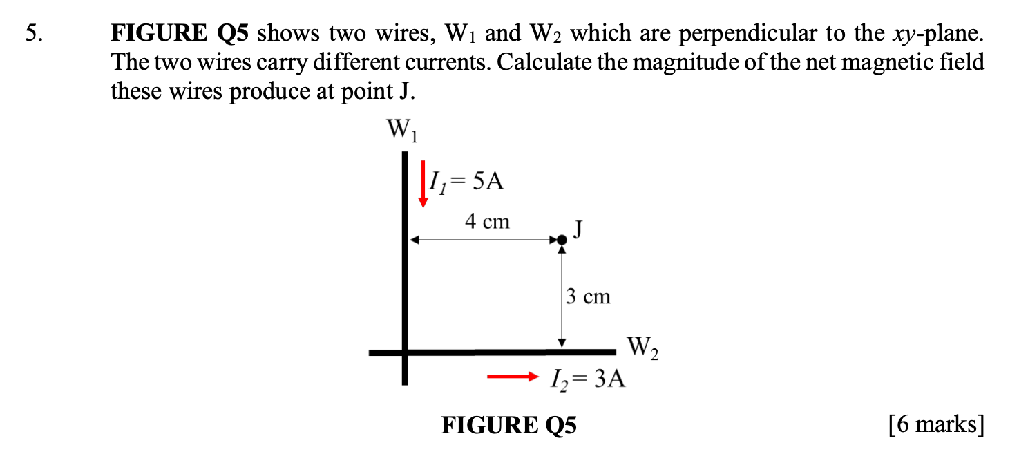 Solved 5. FIGURE Q5 shows two wires, W1 and W2 which are