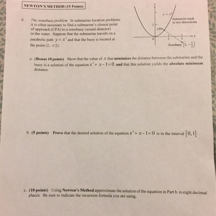 Solved NEWTON S METHOD 15 Points 6. The sonobuoy problem