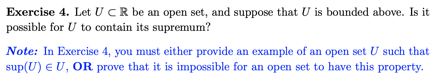 Solved Exercise 4. Let U CR be an open set, and suppose that | Chegg.com
