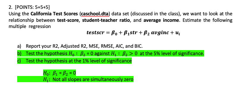 B) ﻿Test The Hypothesis H0:β2=0 ﻿against H1:β2>0 ﻿at | Chegg.com