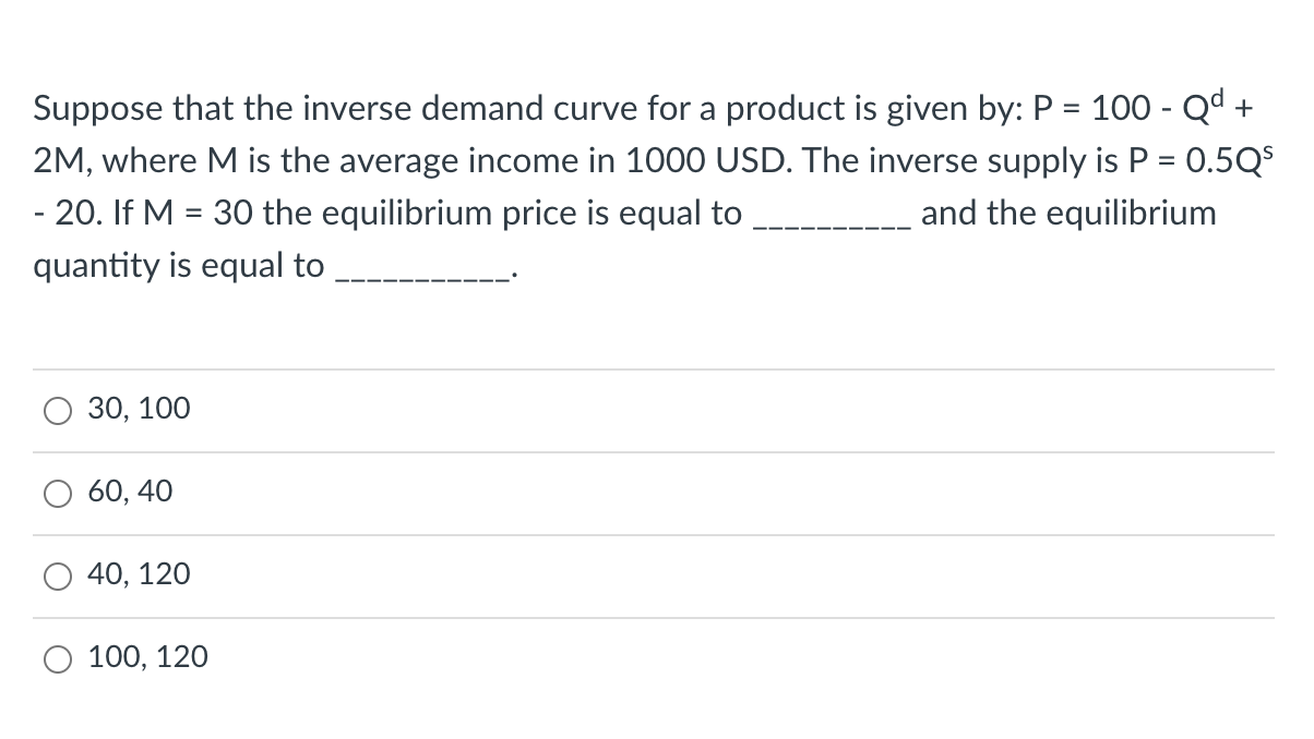 Solved Suppose that the inverse demand curve for a product | Chegg.com