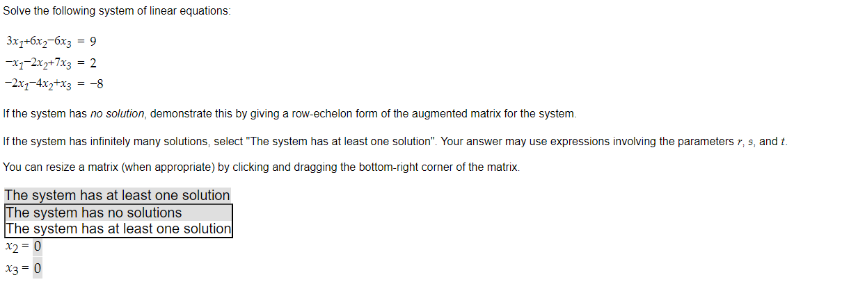 Solved Solve the following system of linear equations: | Chegg.com