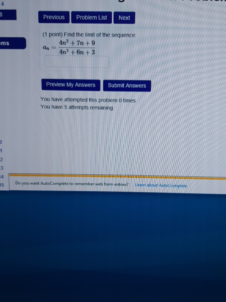 Solved Previous Problem List Next ms (1 point) Find the | Chegg.com