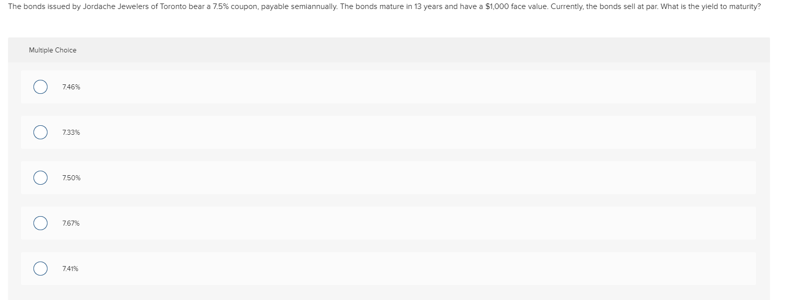 Solved The bonds issued by Jordache Jewelers of Toronto bear | Chegg.com