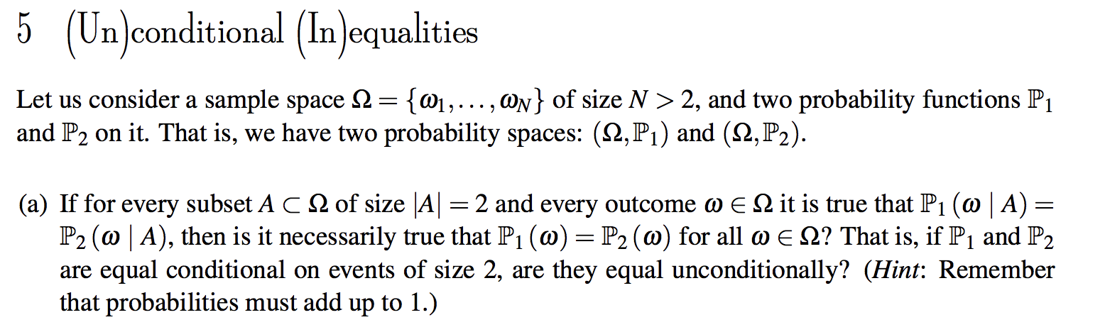 5 Un Conditional In Jequalities Let Us Consider Chegg Com