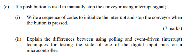 Solved (e) If a push button is used to manually stop the | Chegg.com