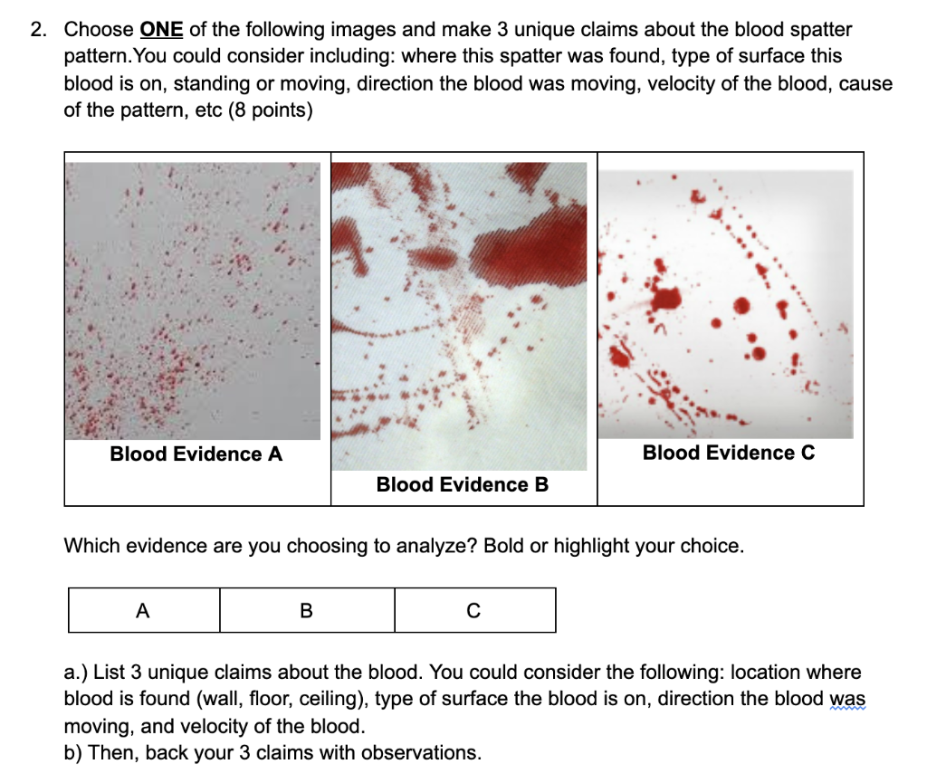 Solved 1. Choose one of the blood types listed below to