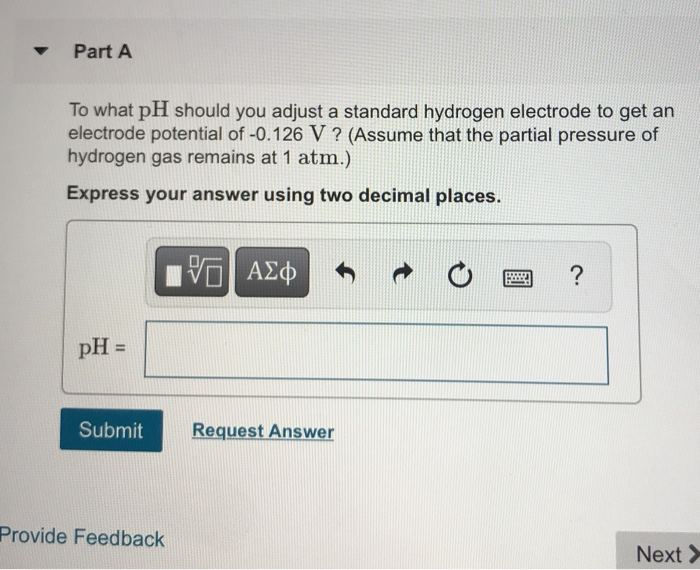 Solved to what pH should you adjust a standard hydrogen