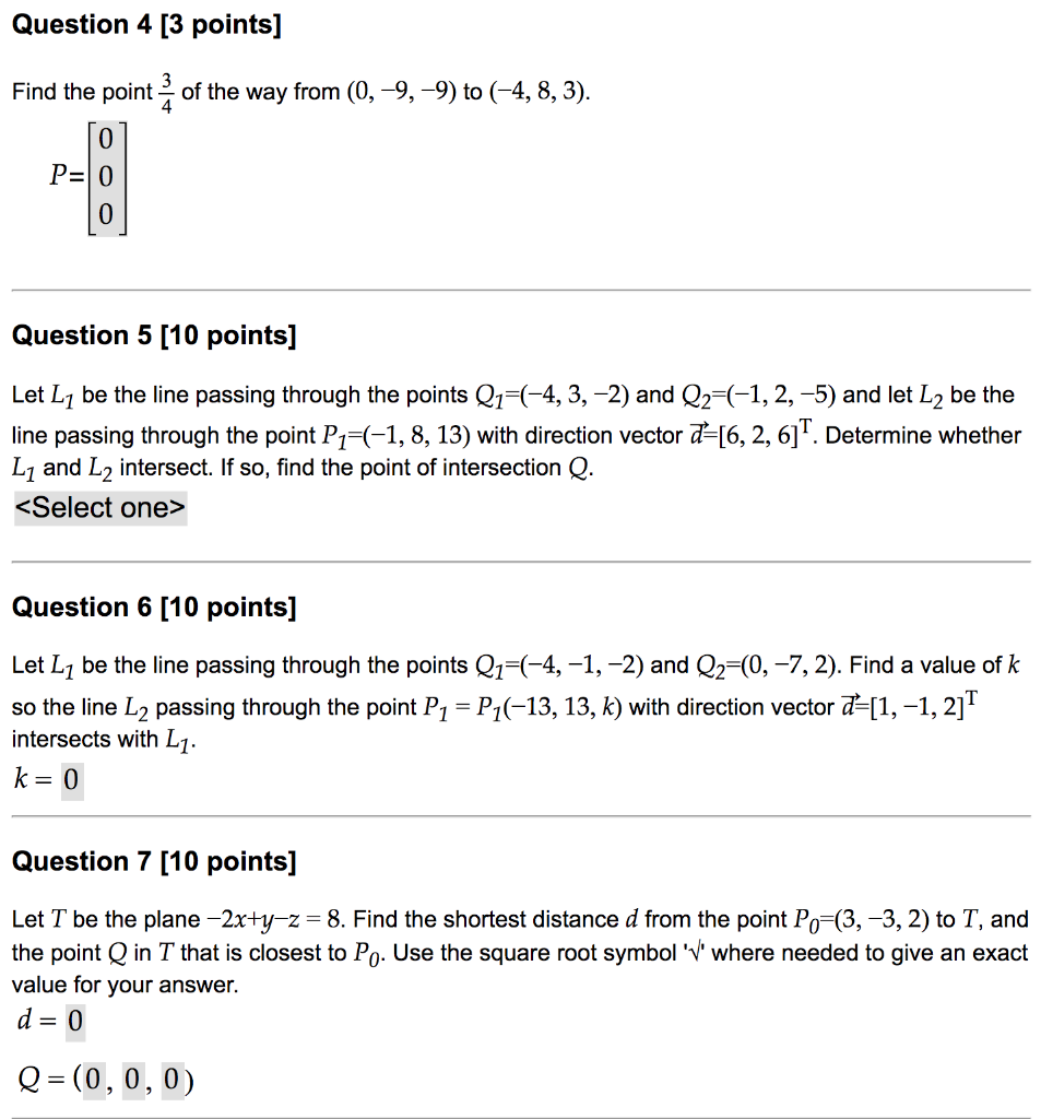 Solved Question 4 [3 points] Find the point of the way from | Chegg.com