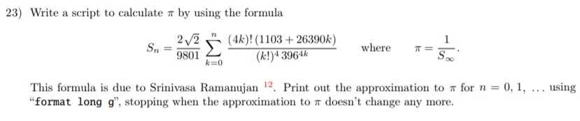 Solved 23) Write a script to calculate a by using the | Chegg.com