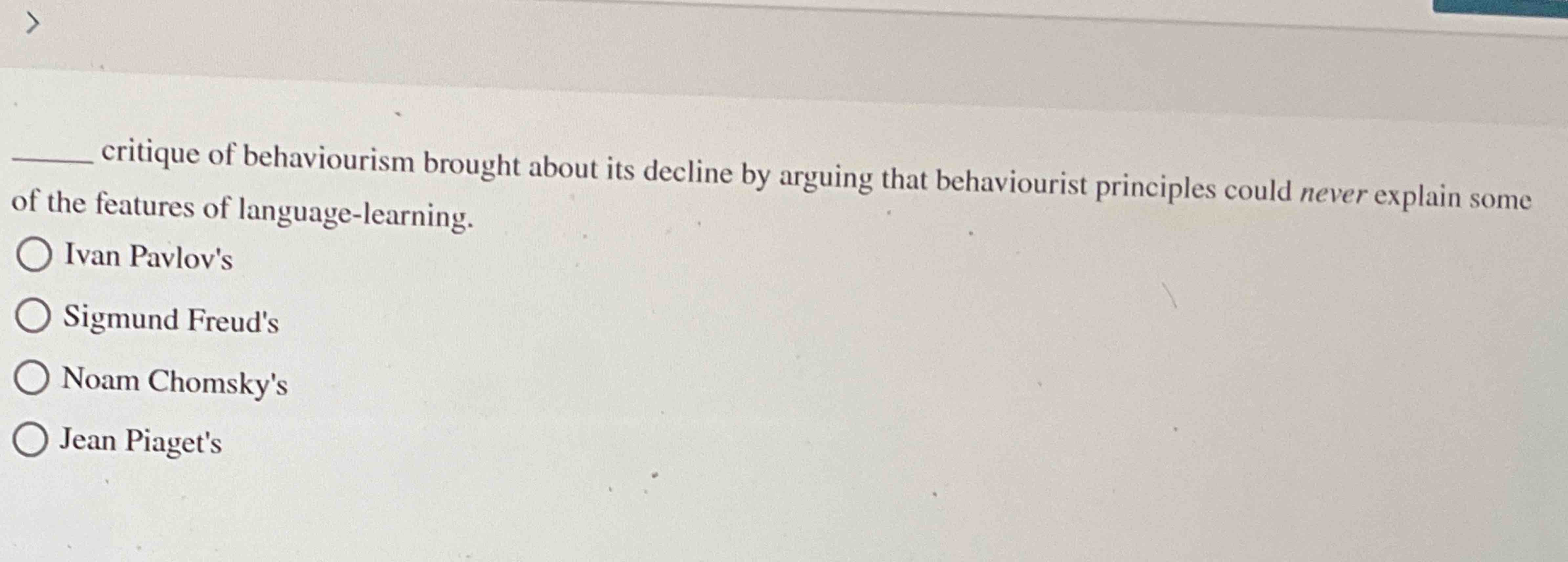 Solved critique of behaviourism brought about its decline by