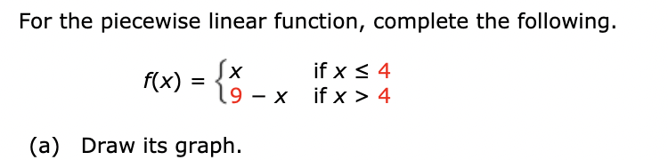Solved For the piecewise linear function, complete the | Chegg.com