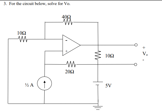 Solved 3. For the circuit below, solve for Vo. | Chegg.com