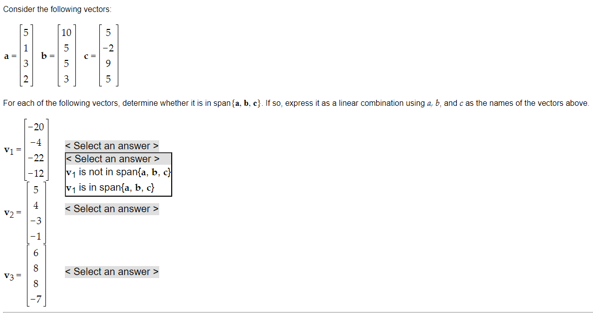 Solved Consider The Following Vectors: | Chegg.com