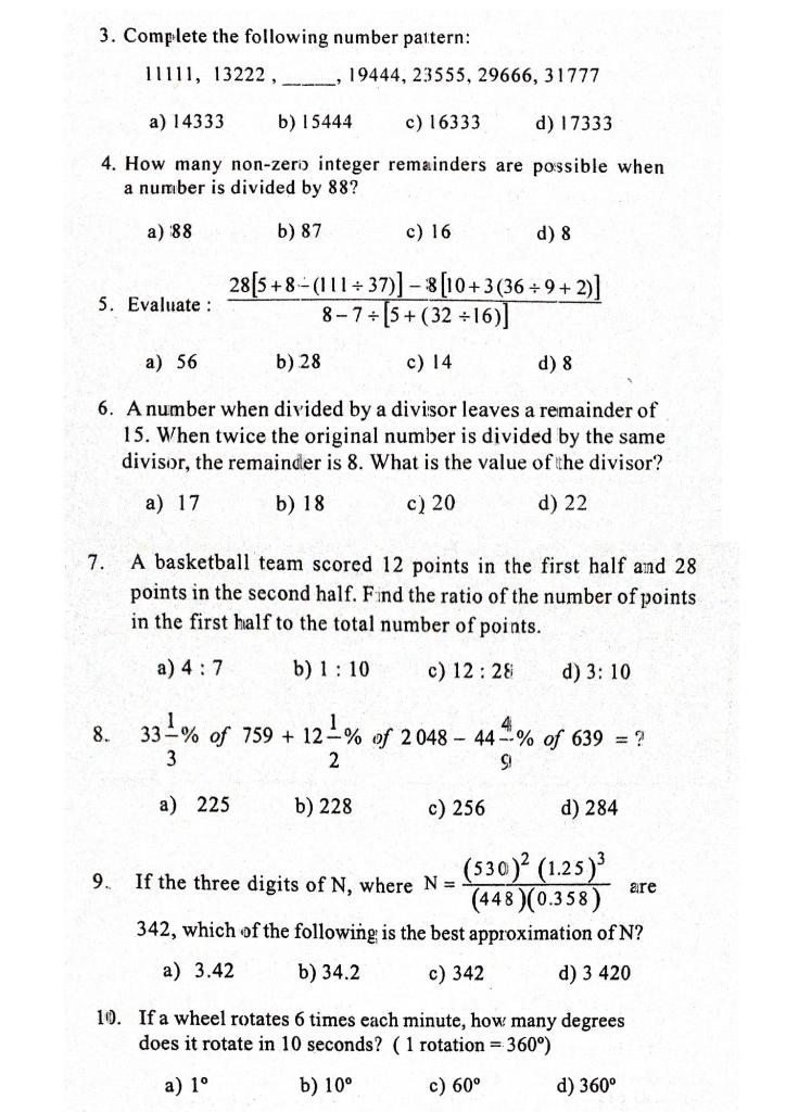 Solved 3. Complete The Following Number Pattern: 11111,13222 