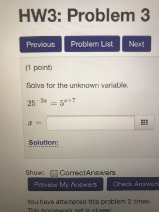Solved HW3: Problem3 Previous Problem ListNext (1 point) | Chegg.com