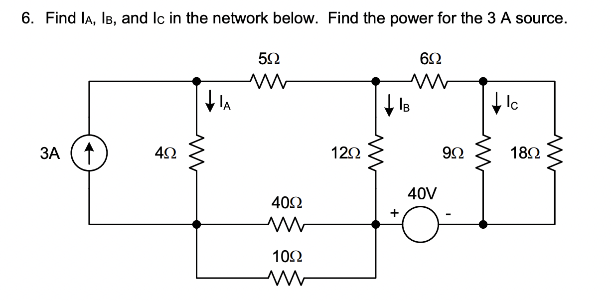 Solved 6. Find IA, IB, and Ic in the network below. Find the | Chegg.com