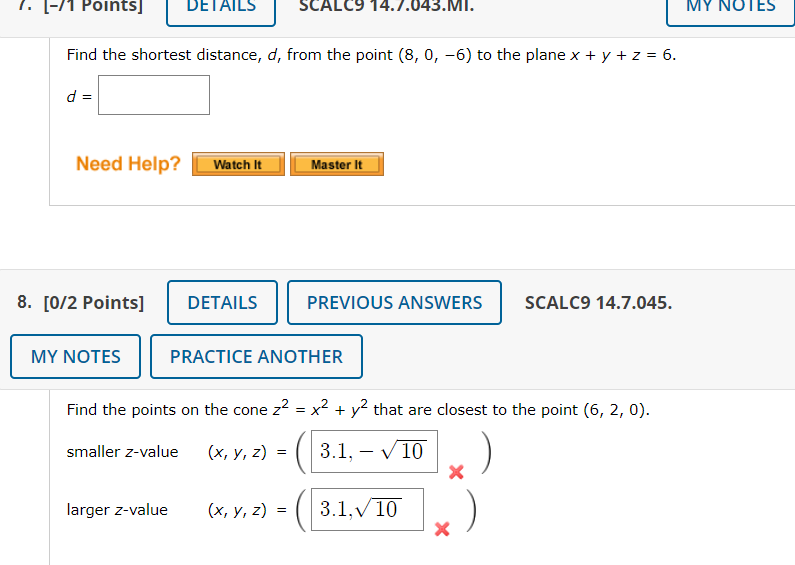 Solved Find The Shortest Distance, D, From The Point | Chegg.com