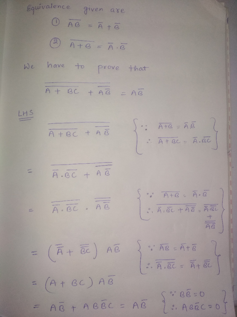 Question So We Have Proved That A Ab Is Equivalent To A B 1 3 Demorgan S Theorems Another Very Useful Answerstreak