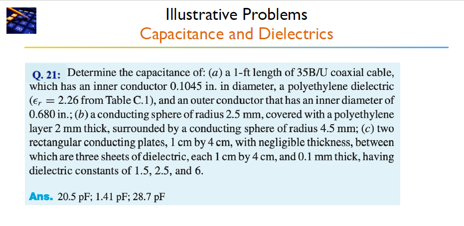 Solved Illustrative Problems Capacitance And Dielectrics Q. | Chegg.com