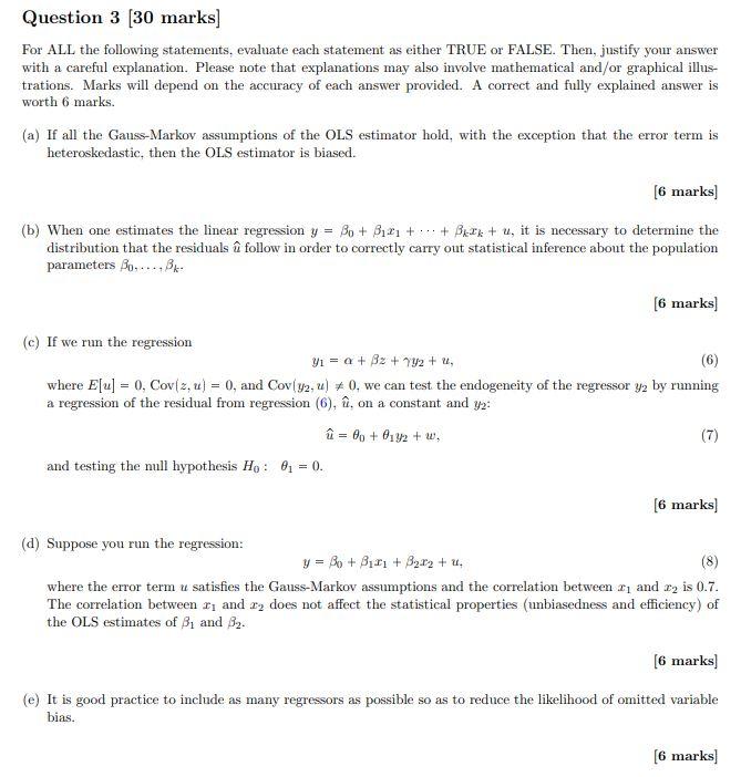 Solved Question 3 [30 marks] For ALL the following | Chegg.com