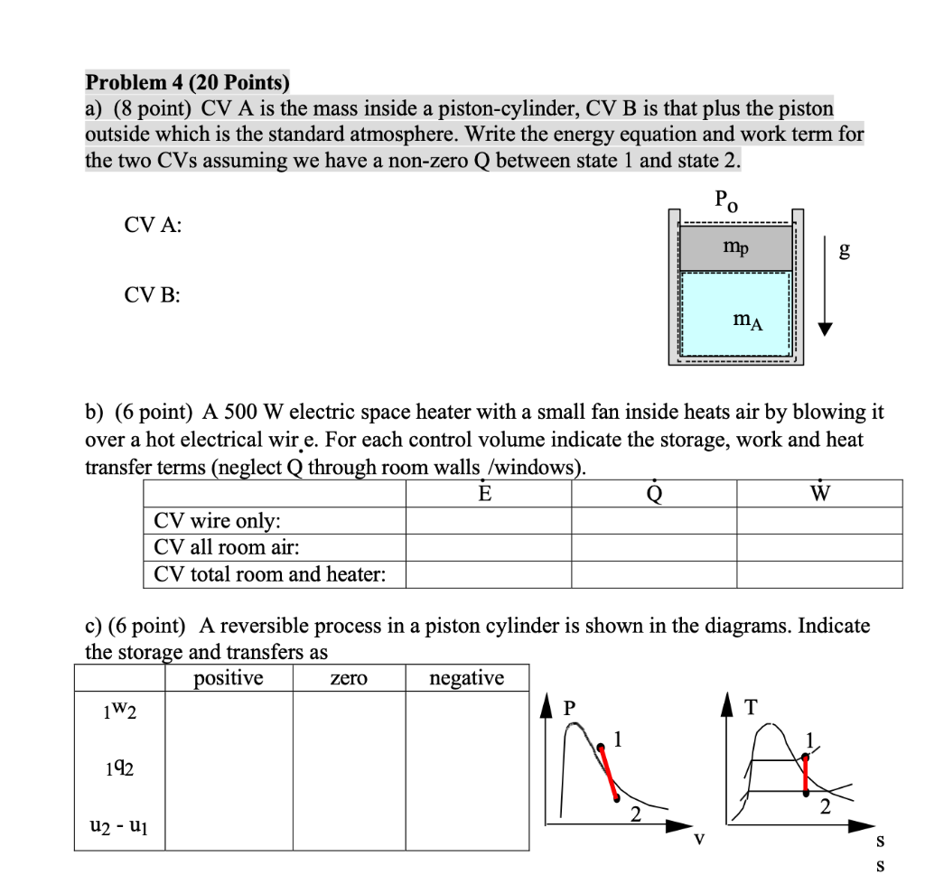 Solved a) (8 point) CV A is the mass inside a | Chegg.com