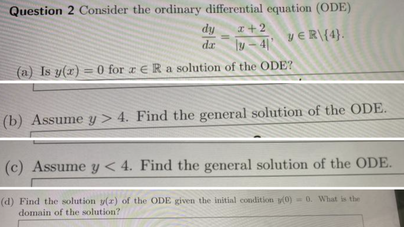 Solved Question 2 Consider the ordinary differential | Chegg.com