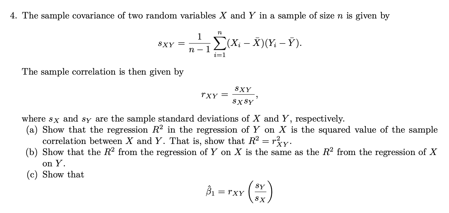 Solved 4. The sample covariance of two random variables X | Chegg.com