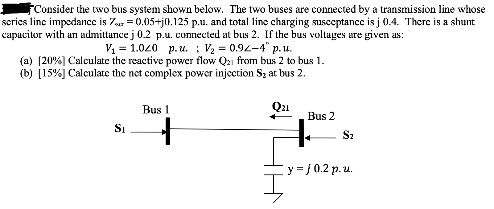 Solved Consider the two bus system shown below. The two | Chegg.com