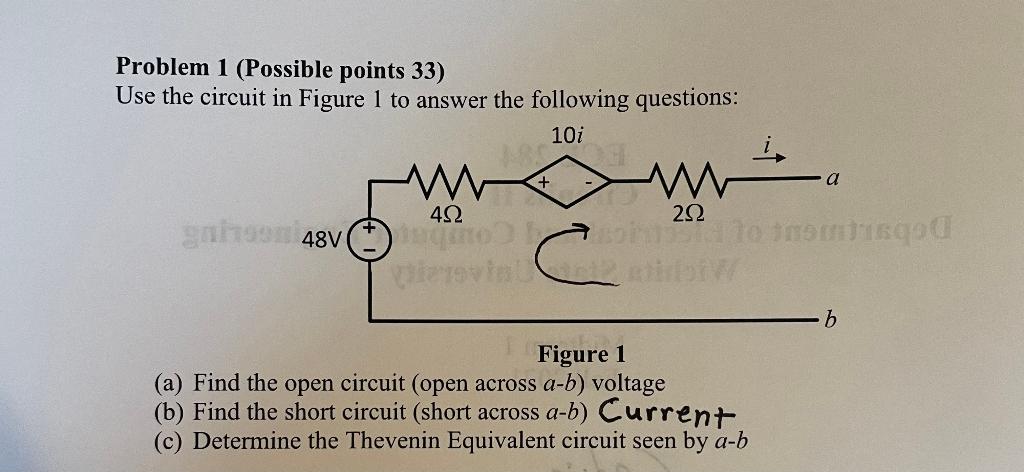 Solved Problem 1 (Possible points 33) Use the circuit in | Chegg.com
