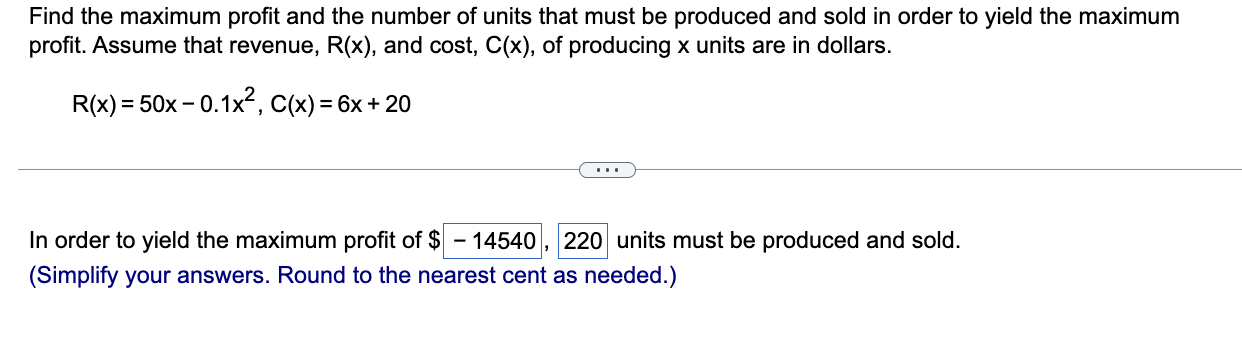 Solved Find the maximum profit and the number of units that | Chegg.com
