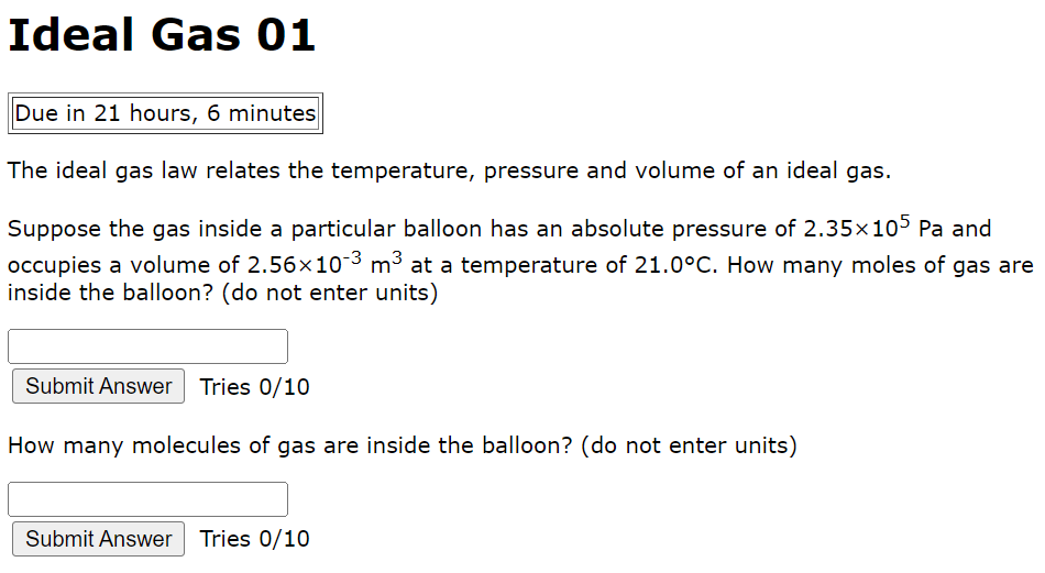 Solved Ideal Gas 01 The ideal gas law relates the