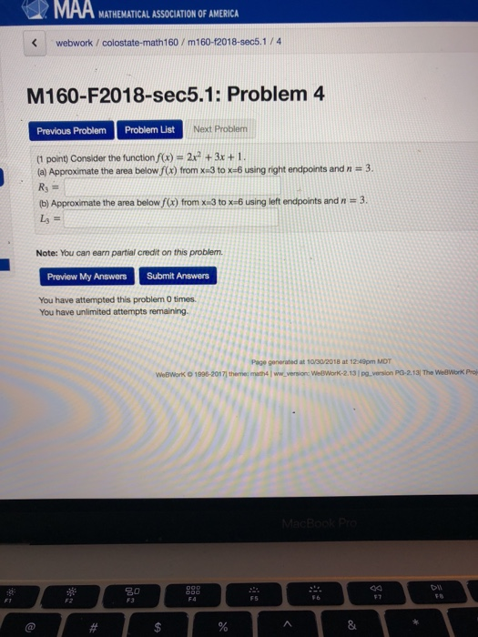 Solved MAA MATHEMATICAL ASSOCIATION OF AMERICA webwork / | Chegg.com
