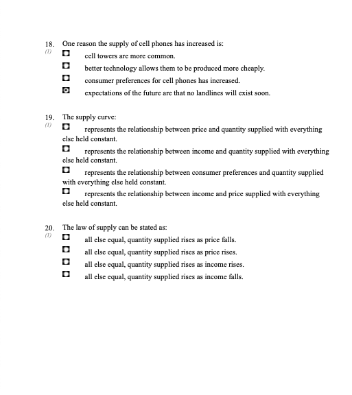 Solved 18 One Reason The Supply Of Cell Phones Has Chegg
