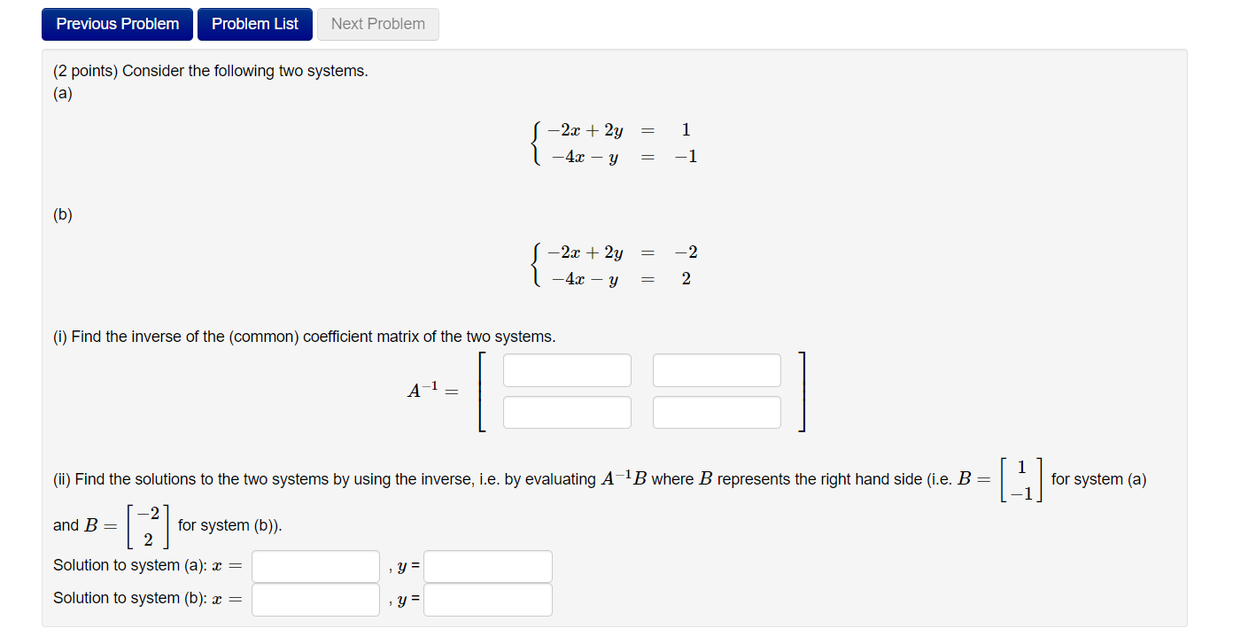 Solved (2 points) Consider the following two systems. (a) | Chegg.com