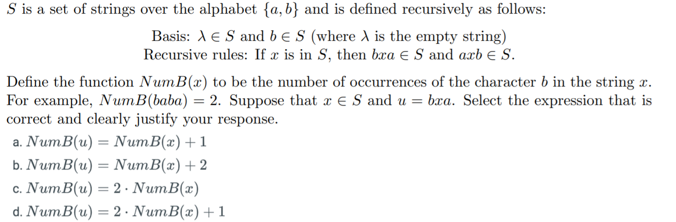 Solved S Is A Set Of Strings Over The Alphabet {a,b} And Is | Chegg.com