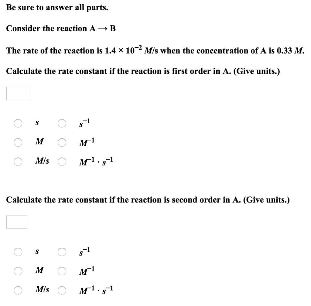 Solved Be Sure To Answer All Parts. Consider The Reaction A | Chegg.com