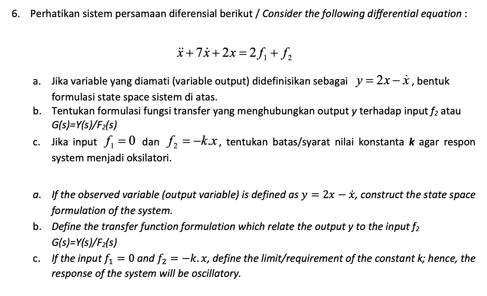 6 Perhatikan Sistem Persamaan Diferensial Berikut Chegg Com