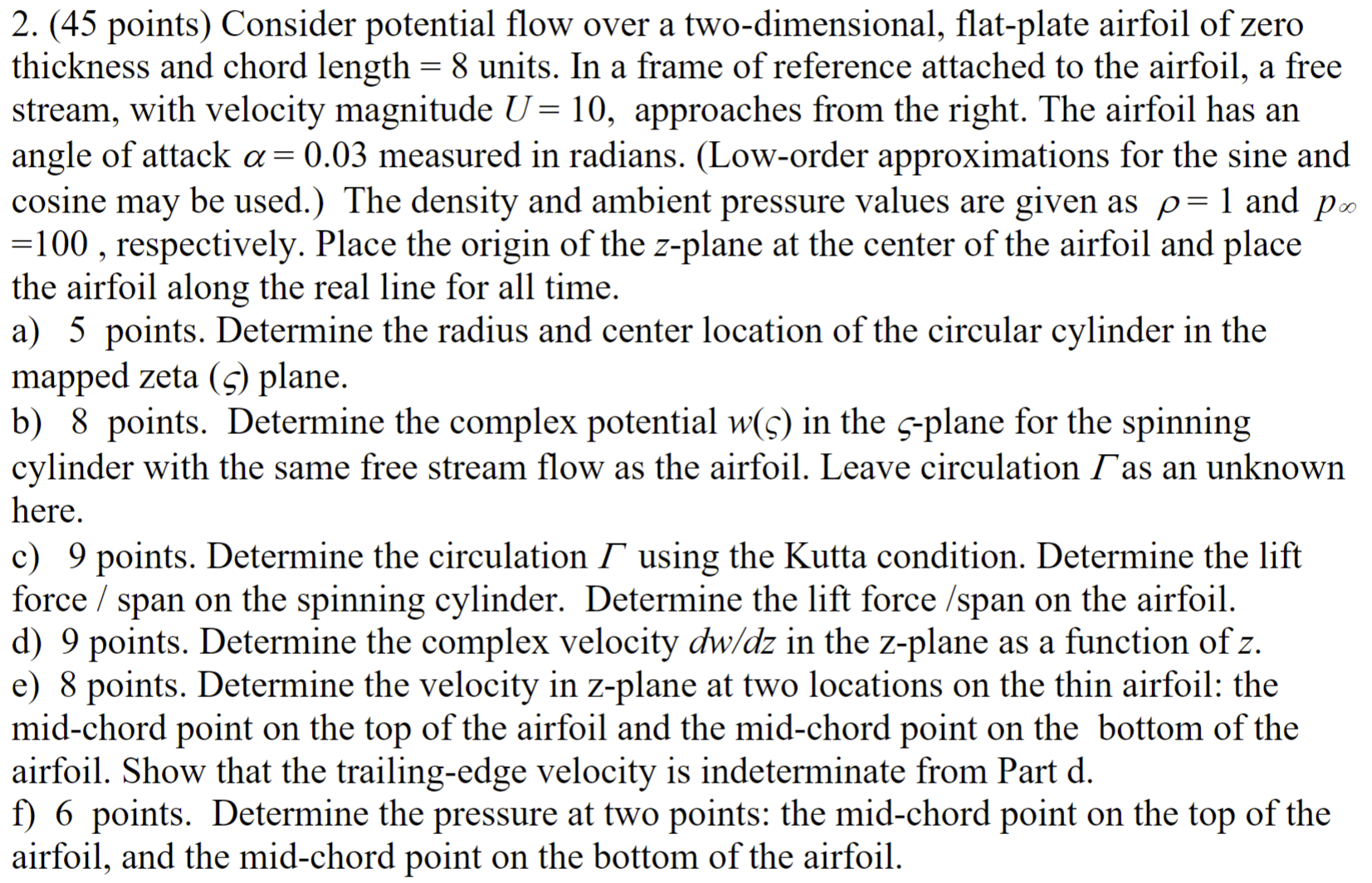 2. (45 points) Consider potential flow over a | Chegg.com