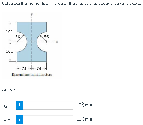 Solved Calculate the moments of inertia of the shaded area | Chegg.com