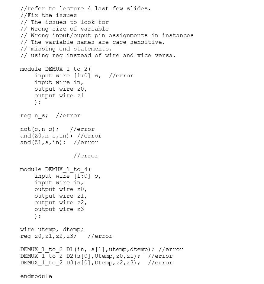 Solved //refer to lecture 4 last few slides. //Fix the | Chegg.com
