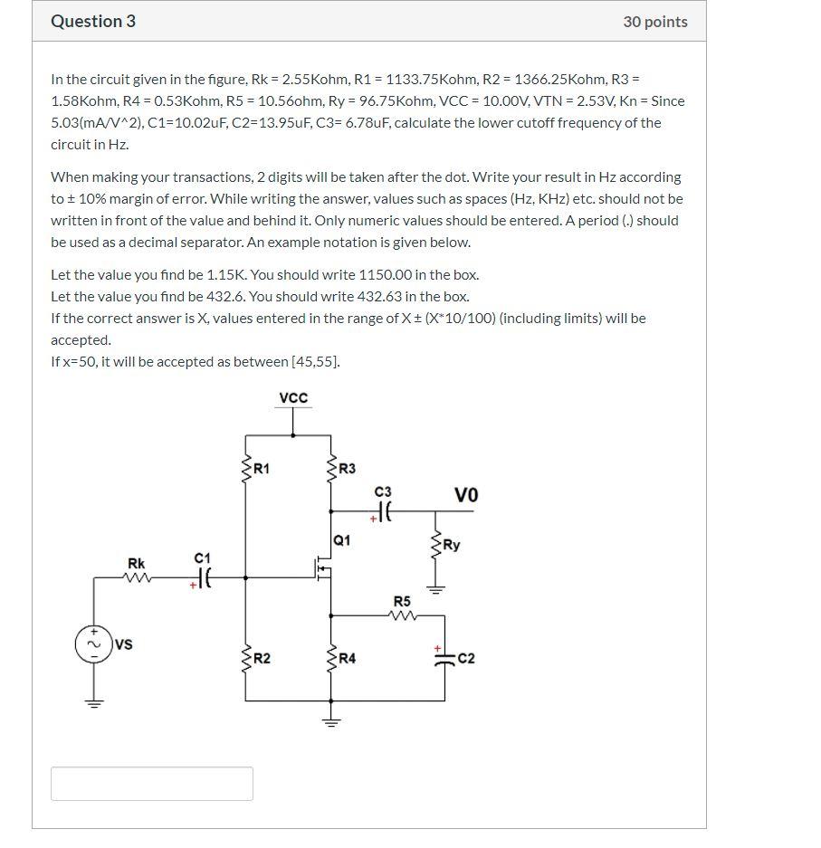 Solved Question 3 30 points In the circuit given in the | Chegg.com