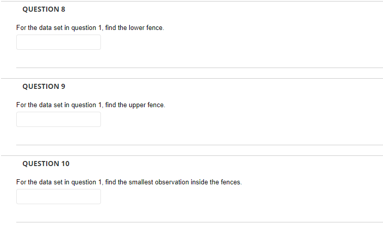 Solved QUESTION 8 For the data set in question 1, find the | Chegg.com