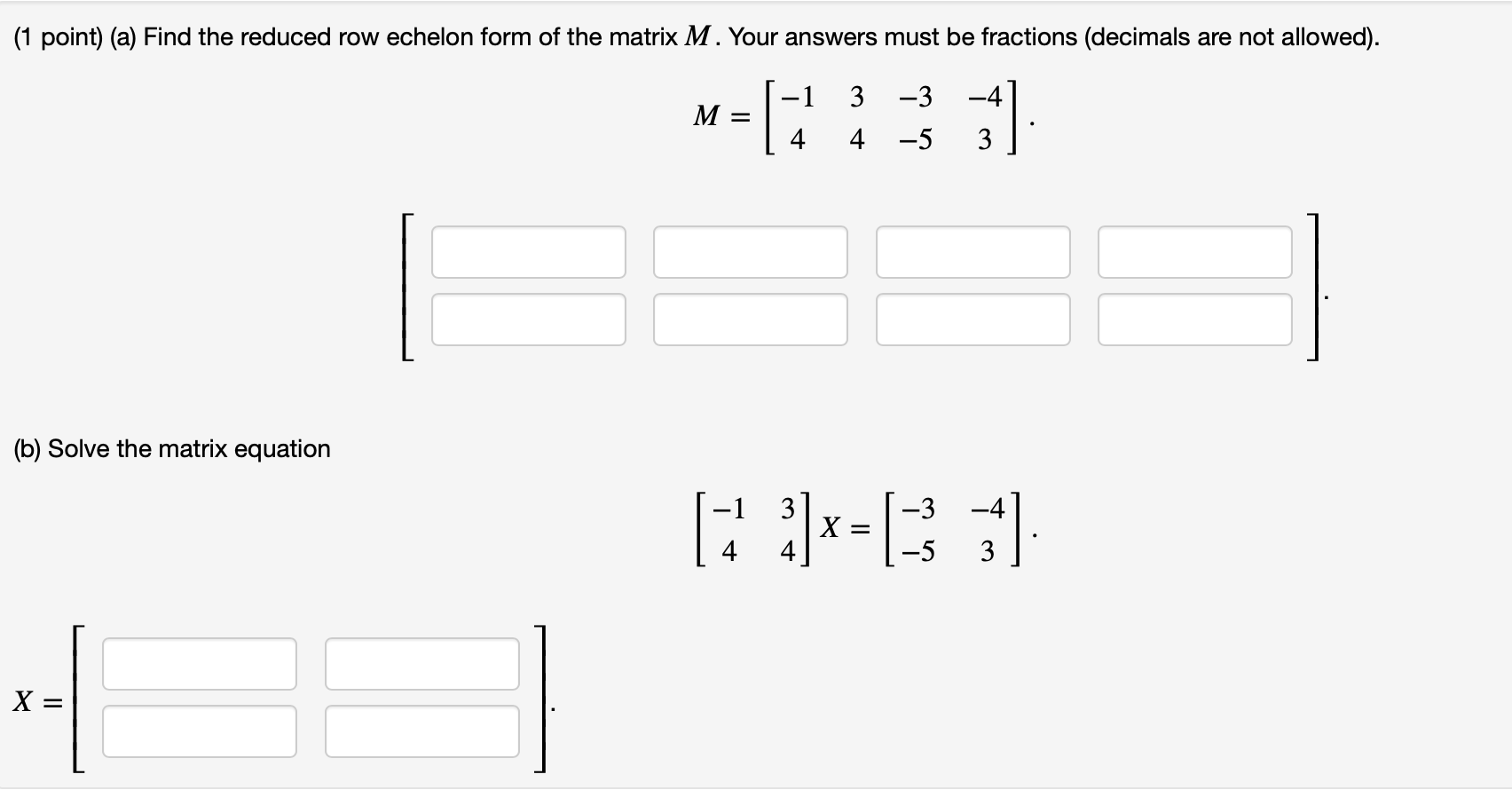 Solved 1 point a Find the reduced row echelon form of Chegg