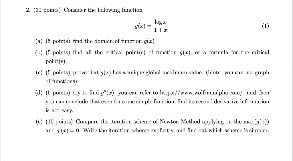 Solved 2. (30 points) Consider the following function log 3 | Chegg.com