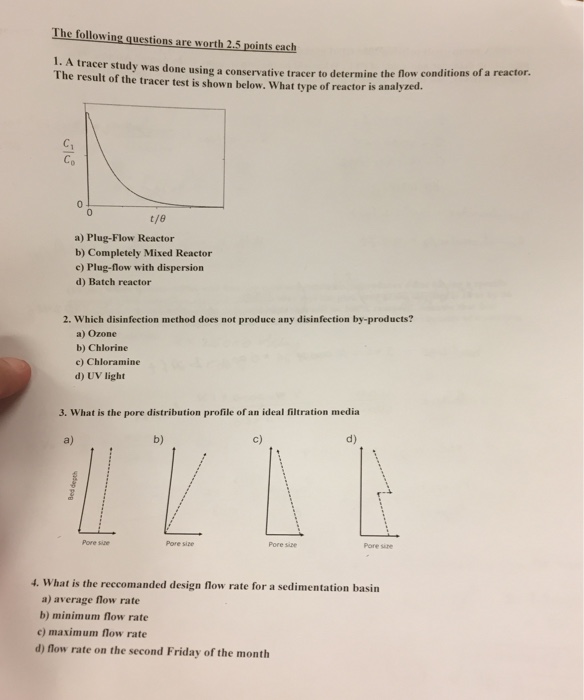 Solved A tracer study was done using a conservative tracer | Chegg.com