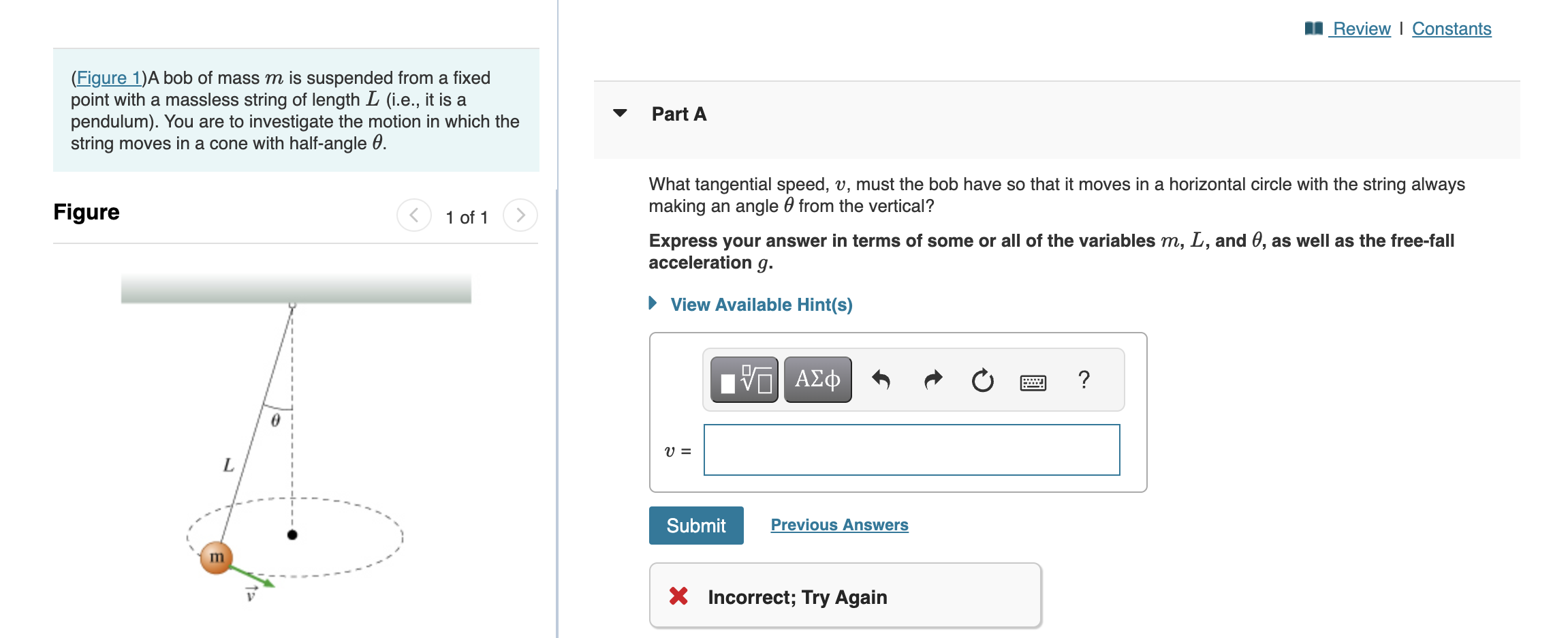 Solved (Figure 1)A Bob Of Mass M Is Suspended From A Fixed | Chegg.com