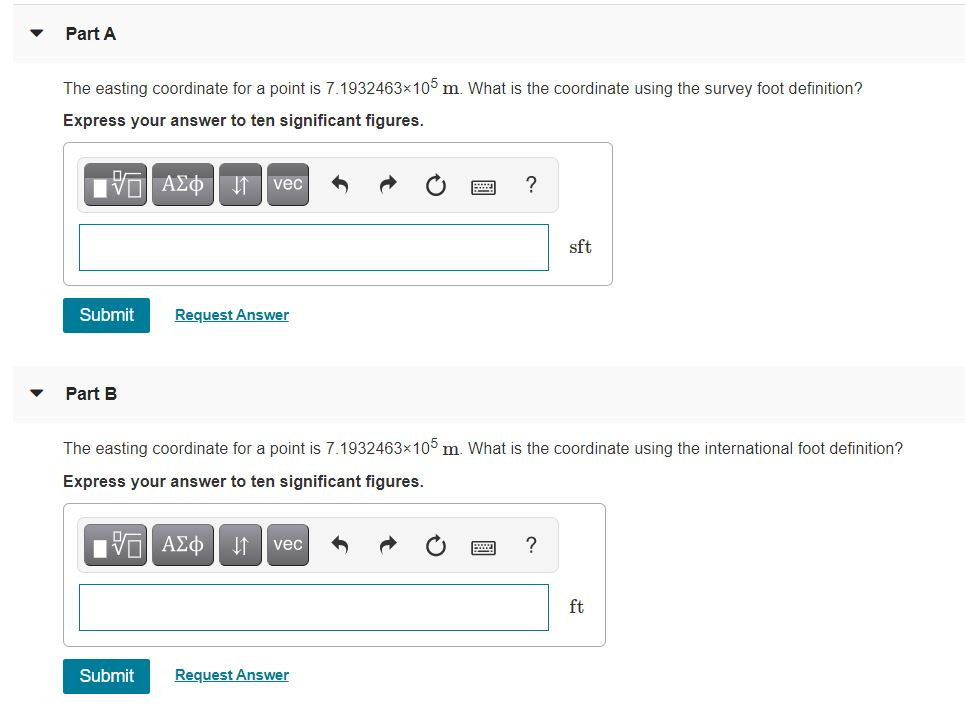 Solved Part A The easting coordinate for a point is